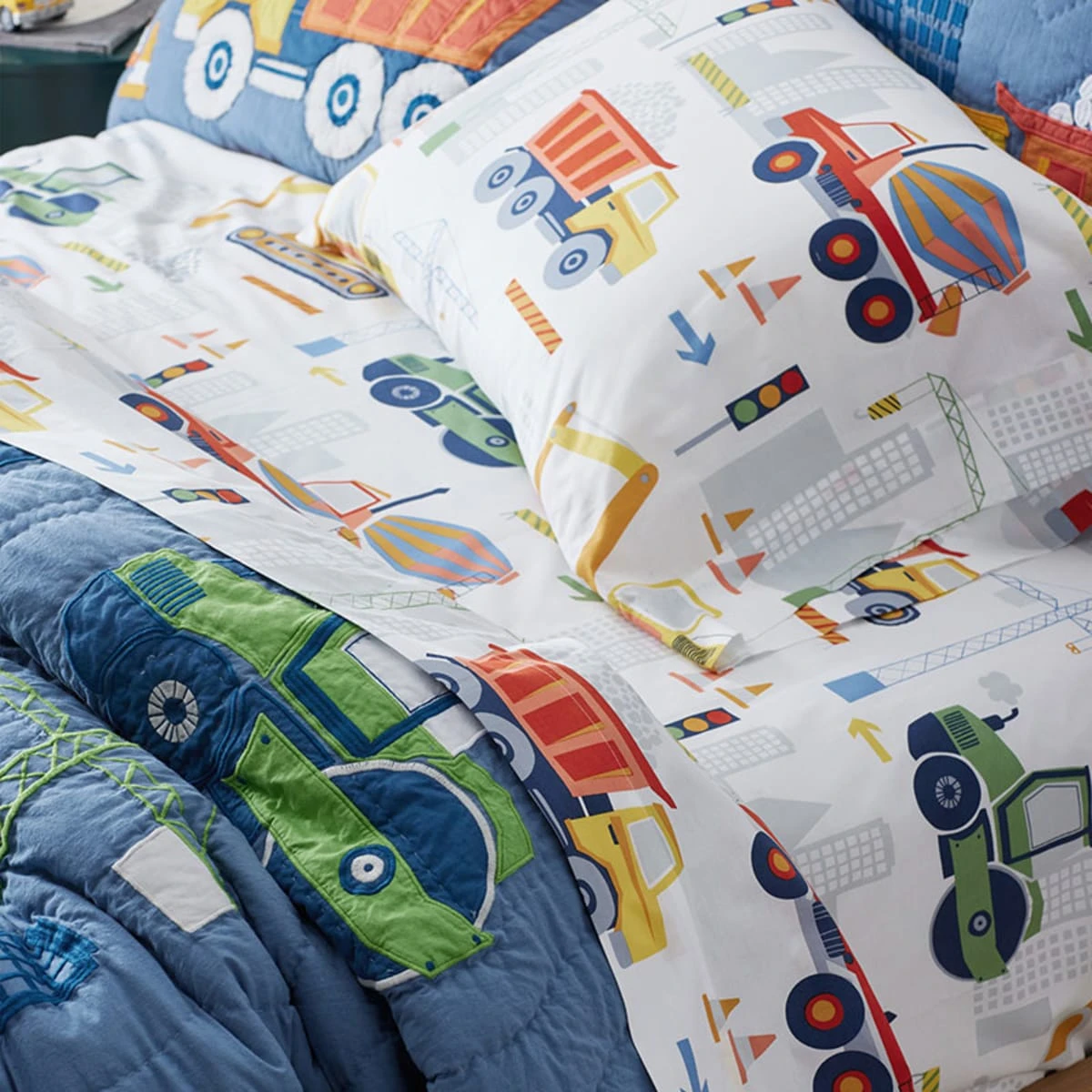 Company Kids™ Construction Trucks Organic Cotton Percale Duvet Cover Set - Image 6