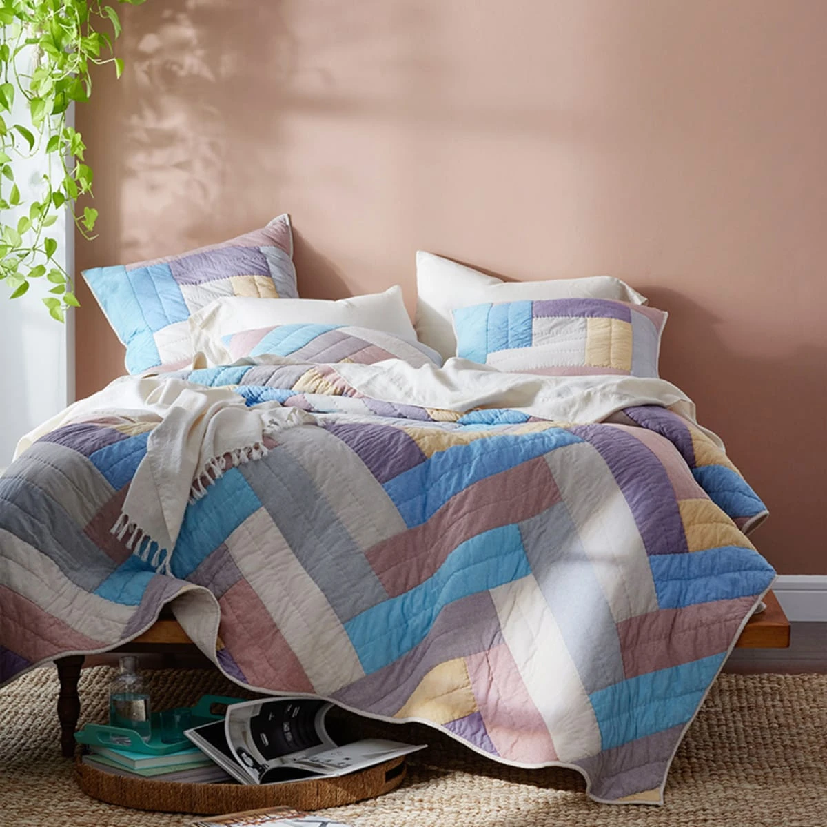 Chambray Chevron Handcrafted Quilt - Image 2