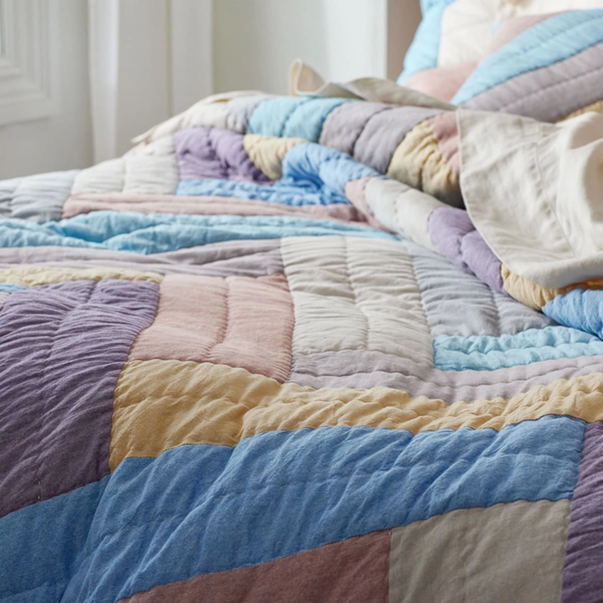 Chambray Chevron Handcrafted Quilt - Image 3
